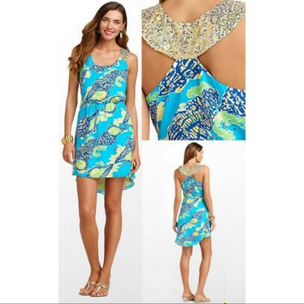 Lilly Pulitzer Calissi sound the horn hi-low dress, XS